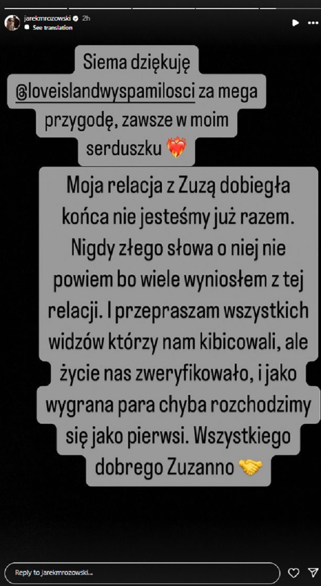 Jarek z Love Island 9 Instagram